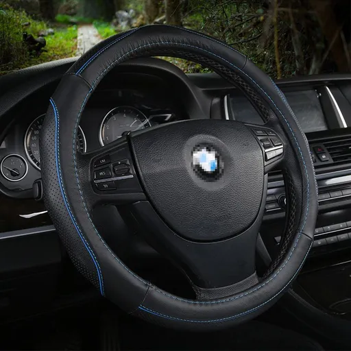 Li Xiao Car Steering Wheel Cover 38cm Cowhide Black Red Black Blue