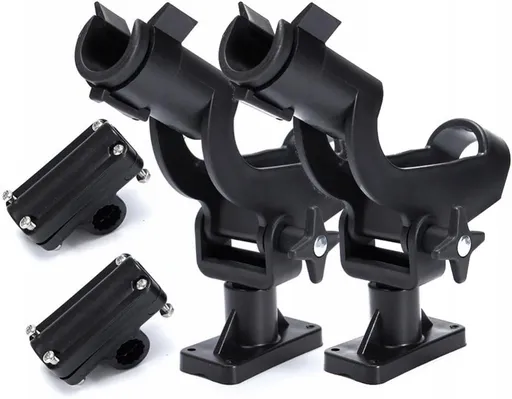 Adjustable Rotatable Plastic Fishing Rod 3 Mount Rack Holder Bracket Boat Canoeing Rowing Mount Kit Kayak Side Rod Holder