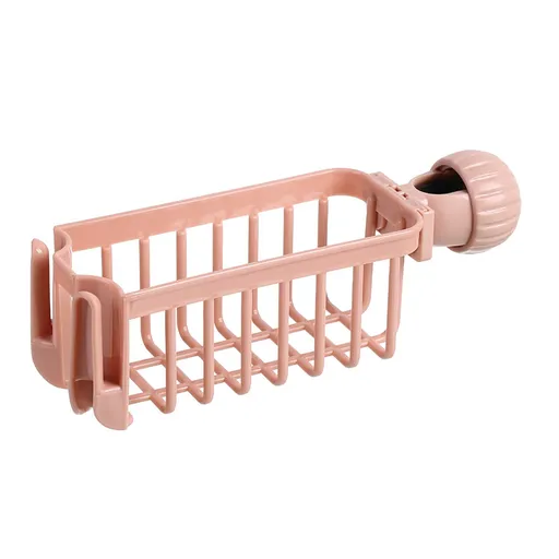 Drain Rack ! Sink Sponge Rack Stand Kitchen Faucet Storage Rack Sponge and Towel Rack Drain Basket Home Kitchen Cleaning Tools, Include 1X Drain Storage Basket Pink