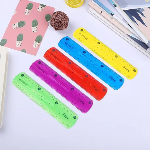5 Pieces Flexible Ruler, 15 cmPlastic Ruler Shatterproof Straight Edge Ruler Soft Bendable Ruler Clear Ruler for Kids
