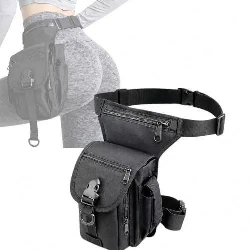 Motorcycle Thigh Bag/Drop Leg Bag for Men & Women—Waterproof Thigh Pack with Adjustable Strap, Secure Storage for Phone, Wallet&Essentials, Ideal for Riding and Outdoor Sports(Black)