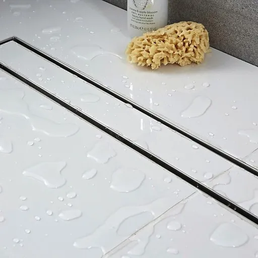 Tile Insert Shower Grate – 120cm Stainless Steel Drain with Centre Outlet