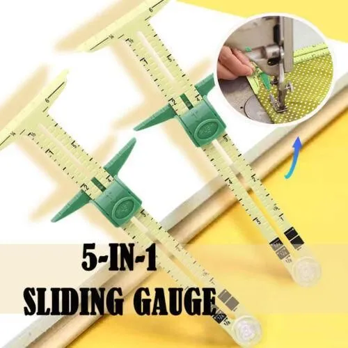 5-In-1 Sliding Gauge With No-Hassle Triangles Gauge Sewing Measuring For Sewing
