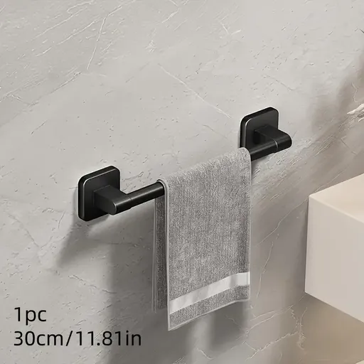 30cm space aluminum gunmetal gray towel bar, easy drill-free installation, anti-corrosion and rust-proof, bathroom towel storage, practical and stylish.