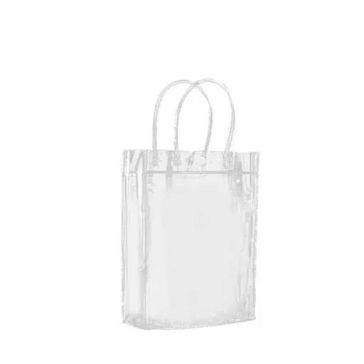 100x PVC Transparent Gift Tote Bag with Snap Button for Packaging - 17*23*7cm