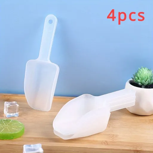 4pcs Plastic Ice Scoop, Kitchen Ice Scooper for Ice Maker Freezer and Bar Scoop for Candy, Beach