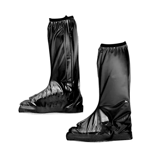 Rain Shoe Cover PVC High Waterproof Thickened Sole Anti Slip Foldable Rain Boot Shoe Cover for Men Women Outdoor Black M