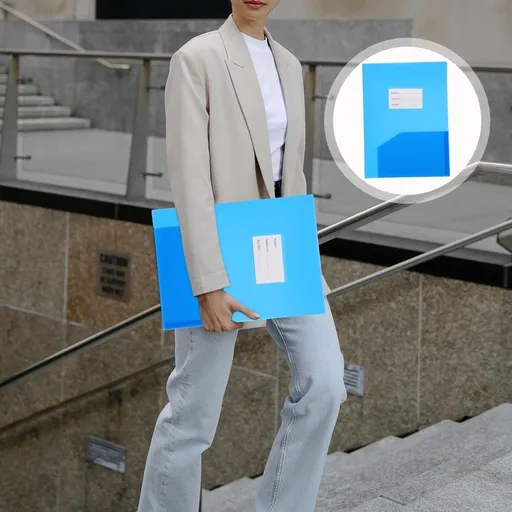 2Pcs Report Covers Blue Plastic File Folders for Paper and Document Sorting