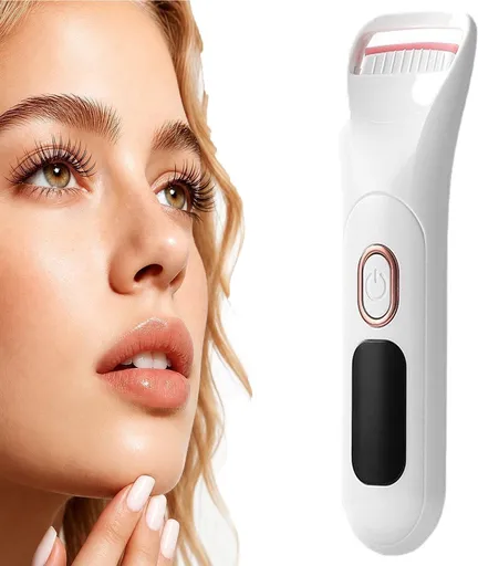 Rechargeable Heated Eyelash Curler with 3 Adjustable Temperature Settings, White