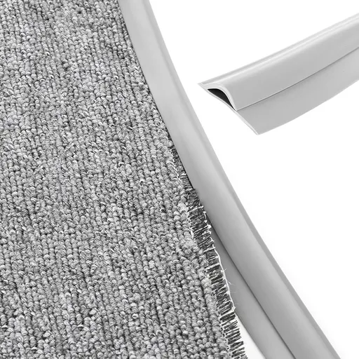 Carpet Edge Binding Trim, Self Adhesive Grey Floor Transition Strip/Rugs Edging Bar for Indoor Doormat Protect, Flexible PVC Seal Molding for Robot Vacuum Cleaner (1050cm (34.4ft))