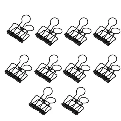Solid Color Hollow Out Swallowtail Metal Binder Bookmark Clips Office Supplies - Black