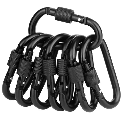 Locking Carabiner Clip, Clips D Ring Spring Snap Key Chain Hook 3" Screw Gate Hook Travel Aluminum Carabiners-8pcs
