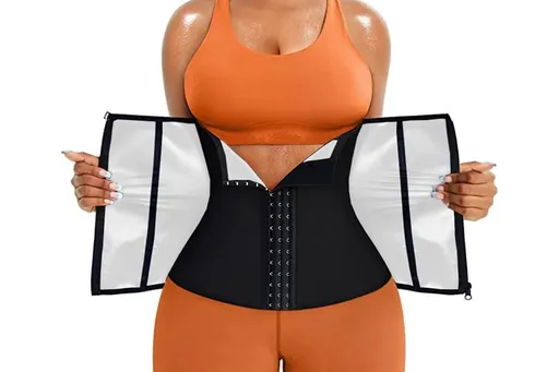 Women's Workout Waist Trainer - 3-Row Hook & Zip Slimming Belt for Yoga & Fitness - Silver & L