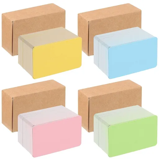 Kraft Paper Index Cards 4 Boxes, Colorful Flashcards for Daily Notes, Study, and Office Use