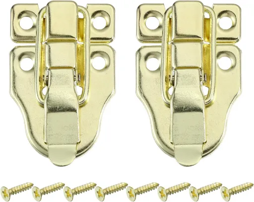 pieces - 58*40 mm - lock - cabinet locks - box lock - toggle lock - metal box toggle lock - with mounting screws - for jewelry box - wooden cabinet - decorative - gold
