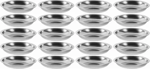 10 Pack 10cm Stainless Steel Dipping Dishes, Reusable Sauce Appetizer Plates for Camping, Silver