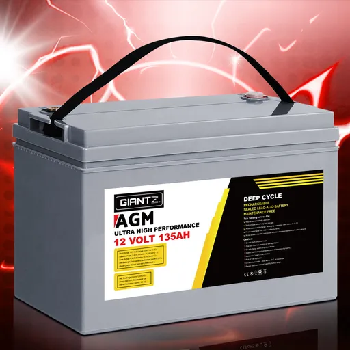 Giantz AGM Deep Cycle Battery 12V 135Ah Box Portable Solar Caravan Camping