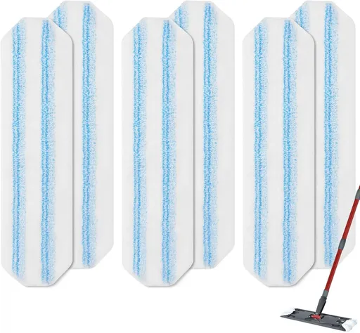 6-Pack - Microfiber mop pad replacement suitable for O Cedar H2pro mop system - Mop head replacement suitable for O-Cedar/Vileda H2pro - Machine washable, Reusable pad replacement - For Deep Cleaning