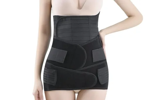 3 in 1 Postpartum Belly Band Waist Shapewear support Girdle After Birth Support - Black & 2XL