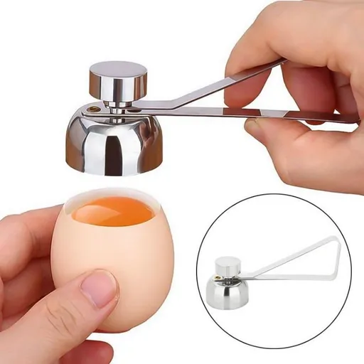 Egg Cracker Topper，Egg Opener Eggshell Cutter Kitchen.Perfect Soft Boiled Egg Cutter for Raw/Soft Hard Boiled Egg Silver