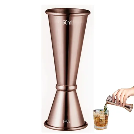Stainless Steel Double Jigger 30ml 60ml Cocktail Bar Measuring Cup - Rose Gold
