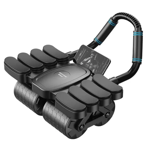 Ab Roller Automatic Rebound 4-Wheel Elbow Support Beginner-Friendly Black