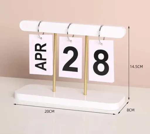 Wooden Flip Calendar Modern Minimalist Compact 20cm x 13.5cm White