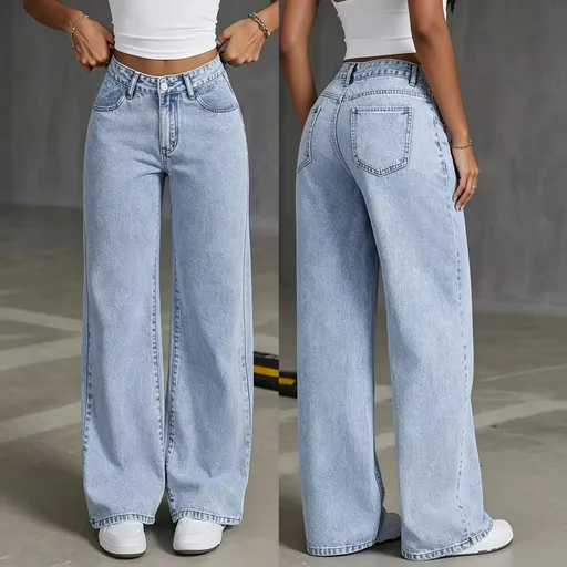 Light Blue Size M (Recommended 47.5-55.0kg / 104.7-121.3lbs) | Casual Straight Loose Jeans | Halloween Fresh Daily Gift | High Waist Relaxed Fit Fashion Women Denim