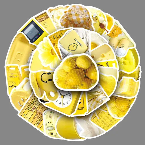 50pcs Assorted Yellow Style Stickers - Creative DIY Decals for Phone Cases, Travel Mugs, Water Bottles, Laptops, Luggage