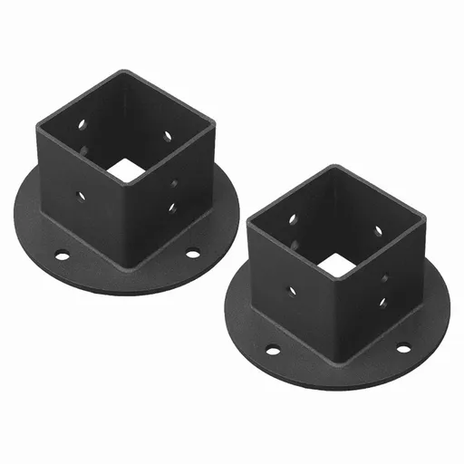 2Pcs 2X2 Square Fence Pole Flange Base Pergola Post Brackets Kit,Heavy Duty Wall Mount Anchor