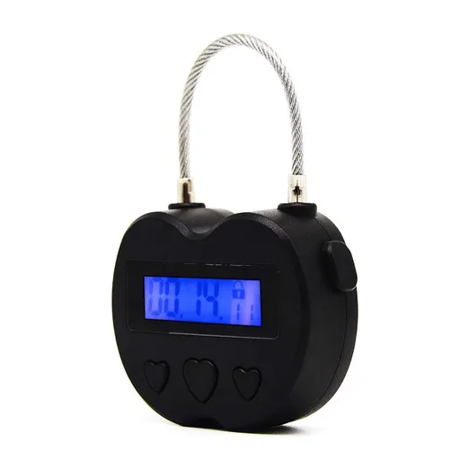 Smart Time Lock LCD Display Time Lock USB Rechargeable Temporary Timer Padlock Travel Electronic Timer Black