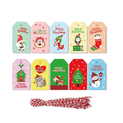 50PCS Christmas Kraft Paper Gift Tags Vintage Holiday Party Card Packaging Decor - 10