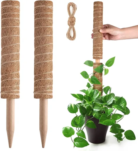 Moss Pole for Plants Monstera, Extendable Plant Sticks Support, Plant Stakes for Indoor Potted Plant, 15.7'' Coco Coir Pole Plant Trellis for Sphagnum, Pothos and Other Climbing Plants(2 PCS)