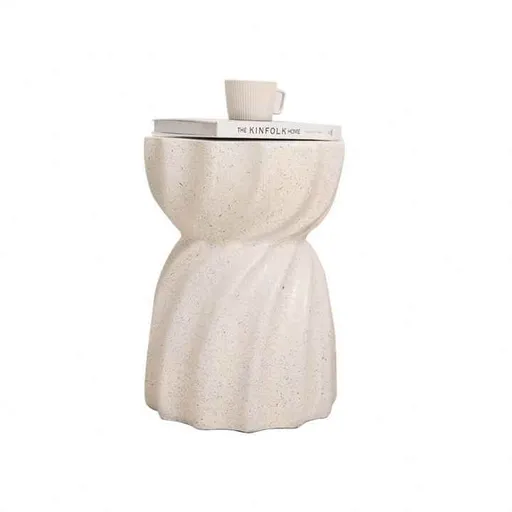 Modern Hourglass Concrete Accent End Table Outdoor Patio Table Garden Furniture