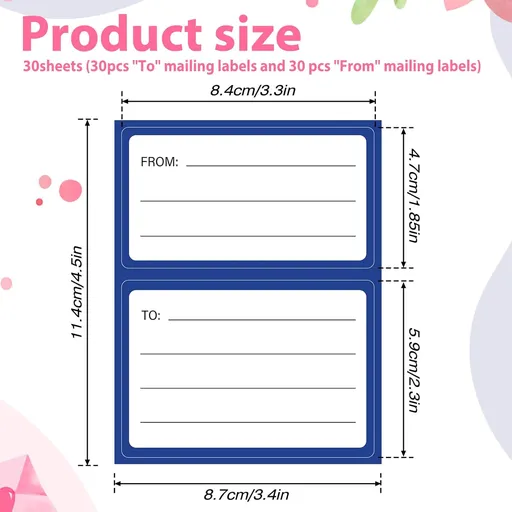 Mailing Labels for Packages, 120 Pcs Return Address Stickers Blank Self Adhesive to from Stickers Mail Shipping Label Postage Address Handwriting Tags for Package, Gift, Mailing Box, Envelopes