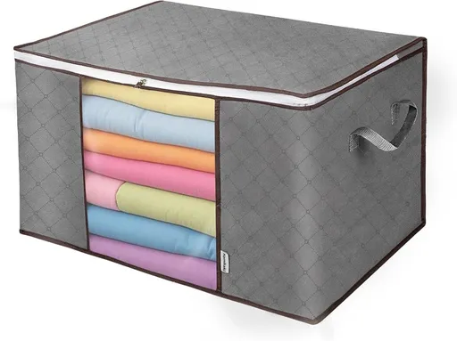 Non-Woven Clothes Storage Bag 90L - Large Capacity Dustproof Organizer with Clear Window for Seasonal Wardrobe