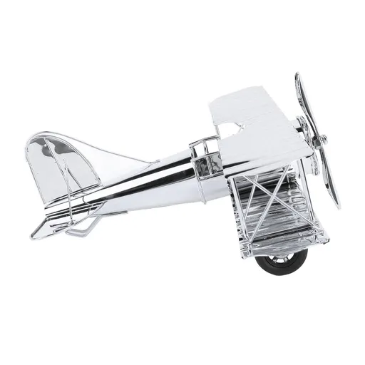Large Vintage Airplane Model Simulation Retro Iron Airplane Ornament Decorative Plane Home Decor for Living Rooms Studies TV Cabinets Silver Plated