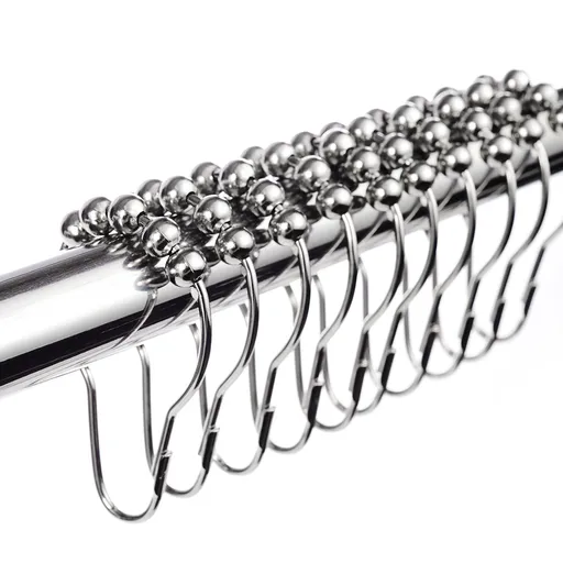 Shower Curtain Hooks Rings, Rust-Resistant for Bathroom Shower Rods Shower Hooks - Set of 12, Chrome