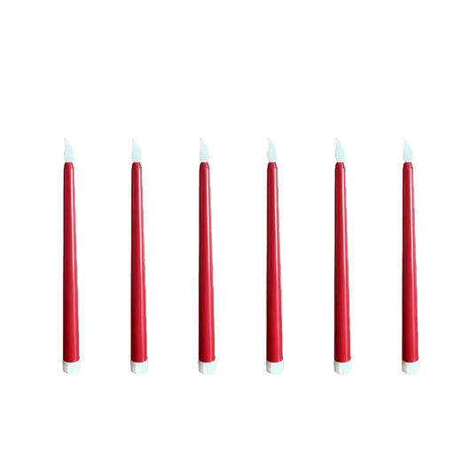6 Pcs Flameless Taper Candles with Remote, 10.8 inches Plastic Red LED CandleSticks with Flickering Light, Battery Operated Window Candles for Christmas Decoration Red