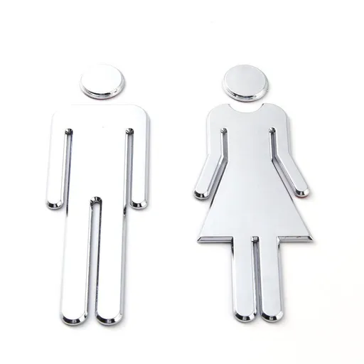 12cm bathroom sign, bathroom door sign, 3D three-dimensional toilet sign, anti stainless steel sign