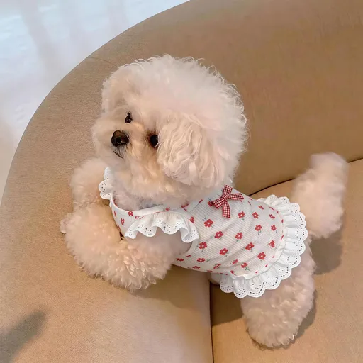 AMOOR Dog Dress Summer Princess Style Pet Clothing Floral Cami Dress [White]