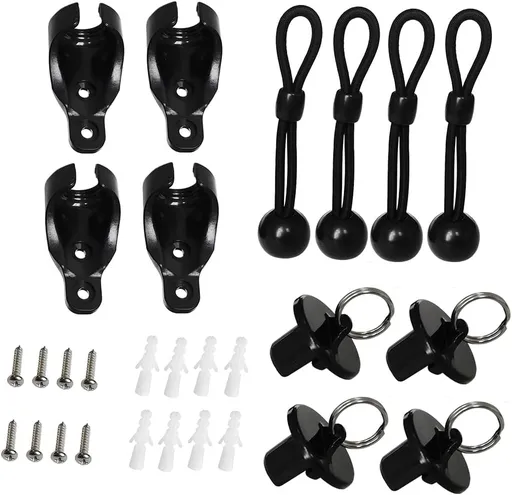 Replacement Shade Parts Bungee End Cap Kit for Exterior Cordless Roller Shades Outdoor Blinds（ 2 Sets） (Black)