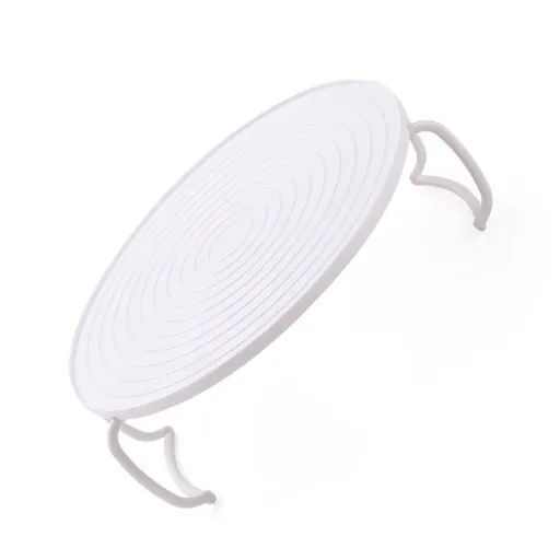 Microwave Plate Tray Multifunctional White Round Food Steaming Rack with Handle For Kitchen