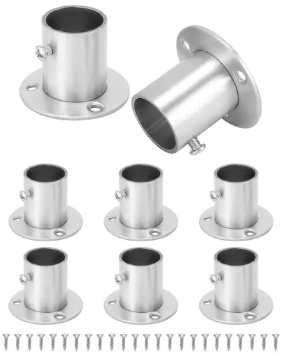 Stainless Steel Pole Sockets Flange Rod Holder for Closet, Bathroom, Window, Laundry Rooms, 8 Packs Flange Holders