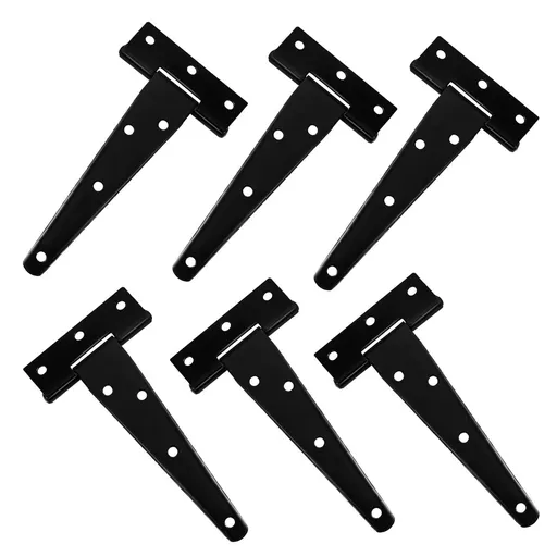 6Pcs Heavy Duty Gate Hinges in T-Shape Black for Outdoor Projects