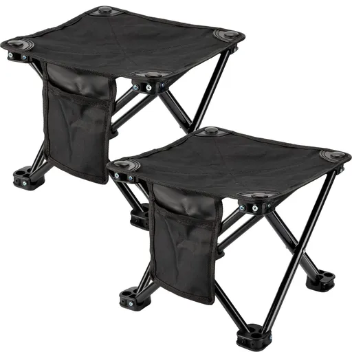 2 Pcs Camping Stool Small Lightweight Sturdy Portable Stool with Side Pocket Comfortable Foldable Chair for Camping Fishing