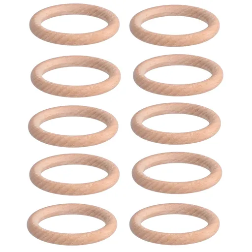 10pcs Wooden Rings Unfinished DIY Natural Wood Circles for Craft Jewelry Making Baby Teething5cm