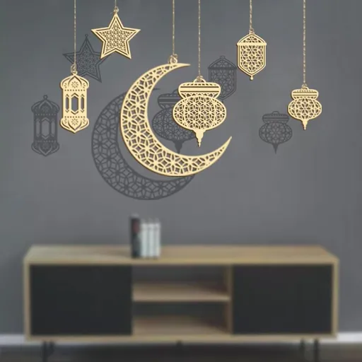 Eid Mubarak Pendant Eid Mubarak Festival Party Decor Supplies Nontoxic Home Decoration for Doors Windows