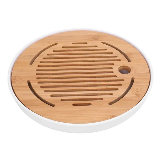 Tea Tray 10 Inch Round Shape Modern Stylish Chinese Kung Fu Tea Serving Tray for Home and Office