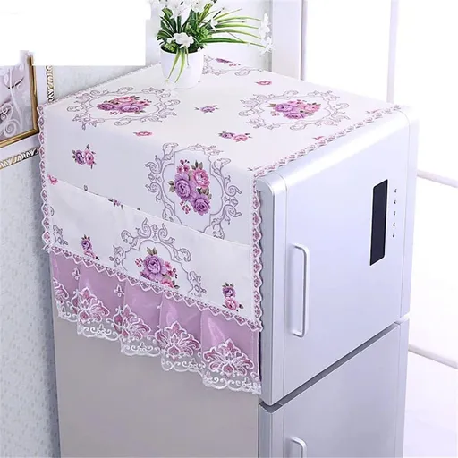 Fridge Dust Cover Washer And Dryer Top Refrigerator Dust Proof Cover with Storage Pockets 55*140cm - Purple